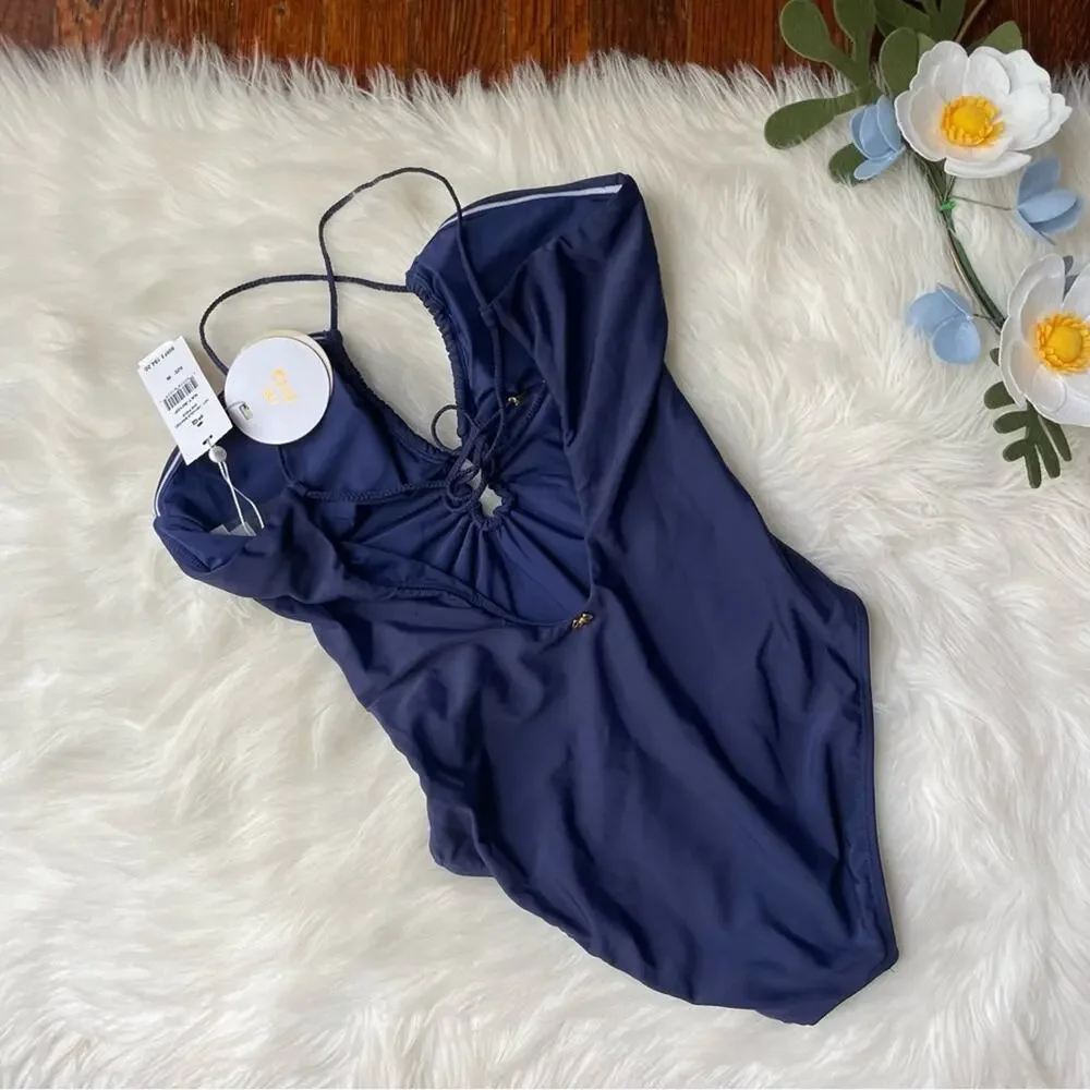 PILYQ Keyhole Braided One Piece Navy NWT